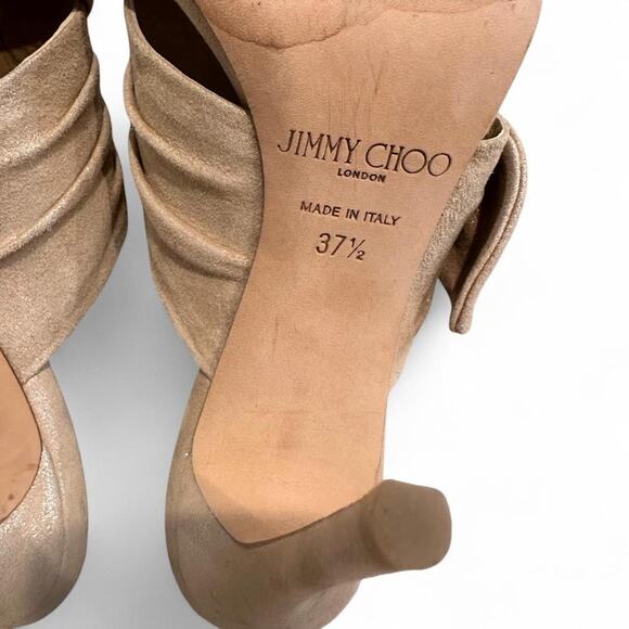 Jimmy Choo Vintage Metallic Champagne Suede Vintage Heels Size 37 & 1/2 - Picture 4 of 8